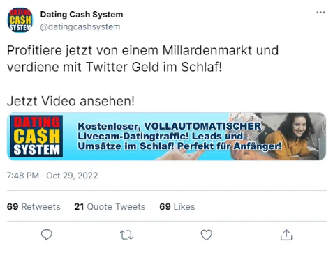 Mit Twitter Geld verdienen durch das Dating Cash System 