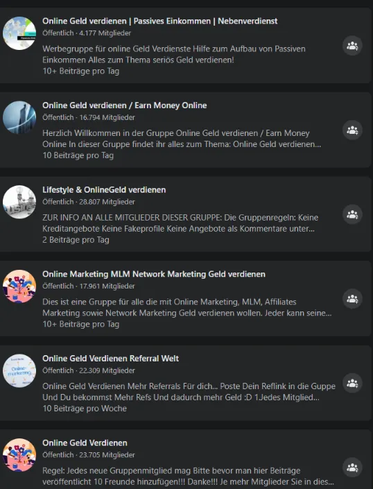 Facebook Gruppen online Geld verdienen