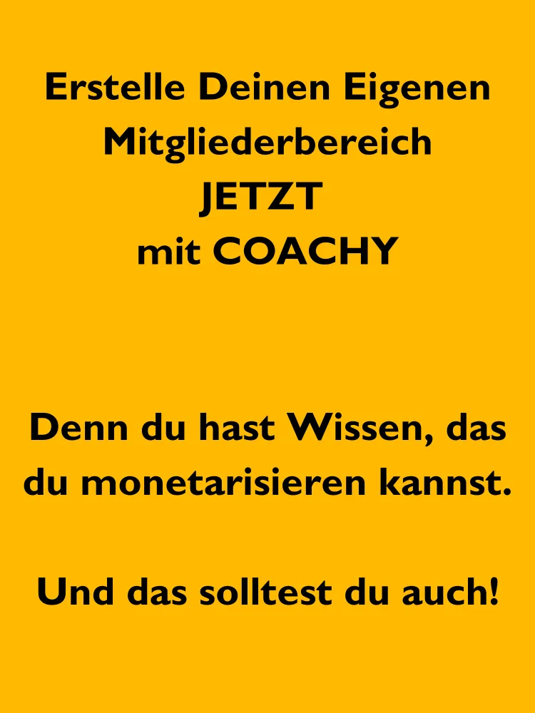 Aufforderung jetzt eigenen Mitgliederbereich mit COACHY zu erstellen