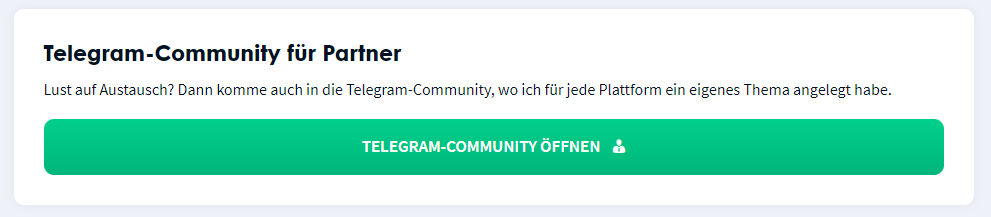 Telegram Gruppe in der Affiliate Kickstart Challenge 