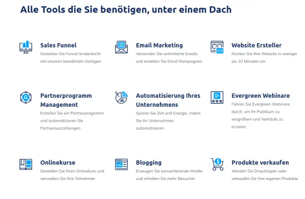 Systeme.io Erfahrungen Funktionen - Alles unter einem Dach