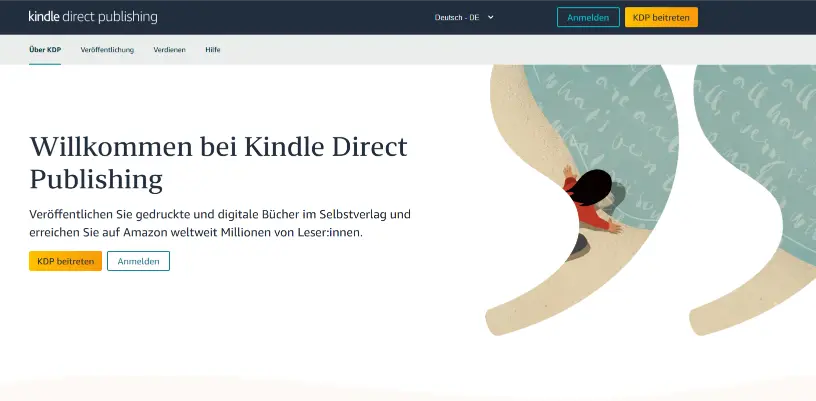 Amazon KDP Willkommensscreen