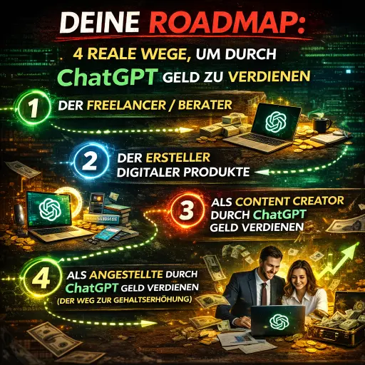 Deine Roadmap 4 reale Wege, um durch ChatGPT Geld zu verdienen